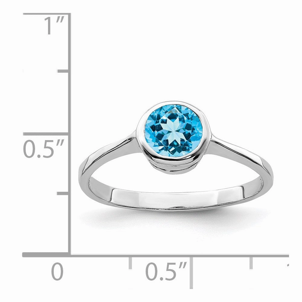 Sterling Silver Rhodium Blue Topaz Ring