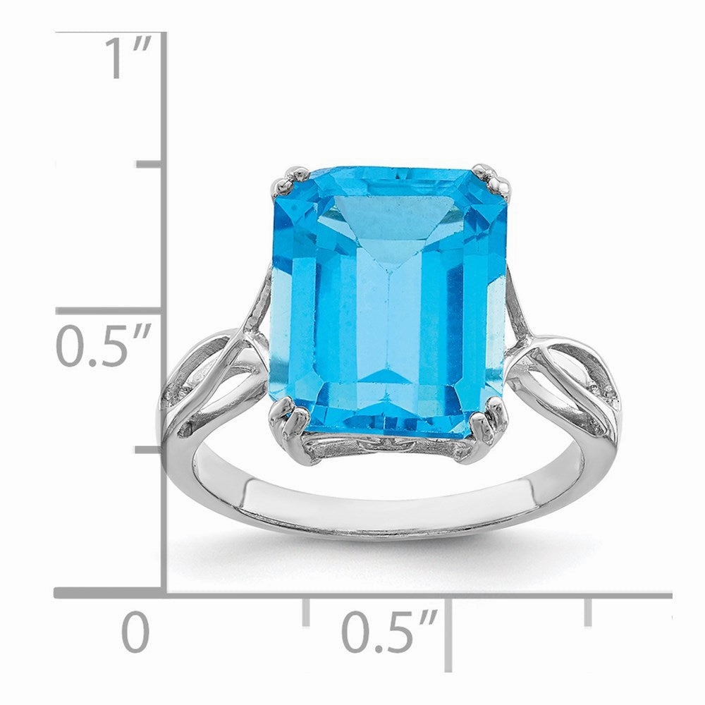 Sterling Silver Rhodium Blue Topaz Ring