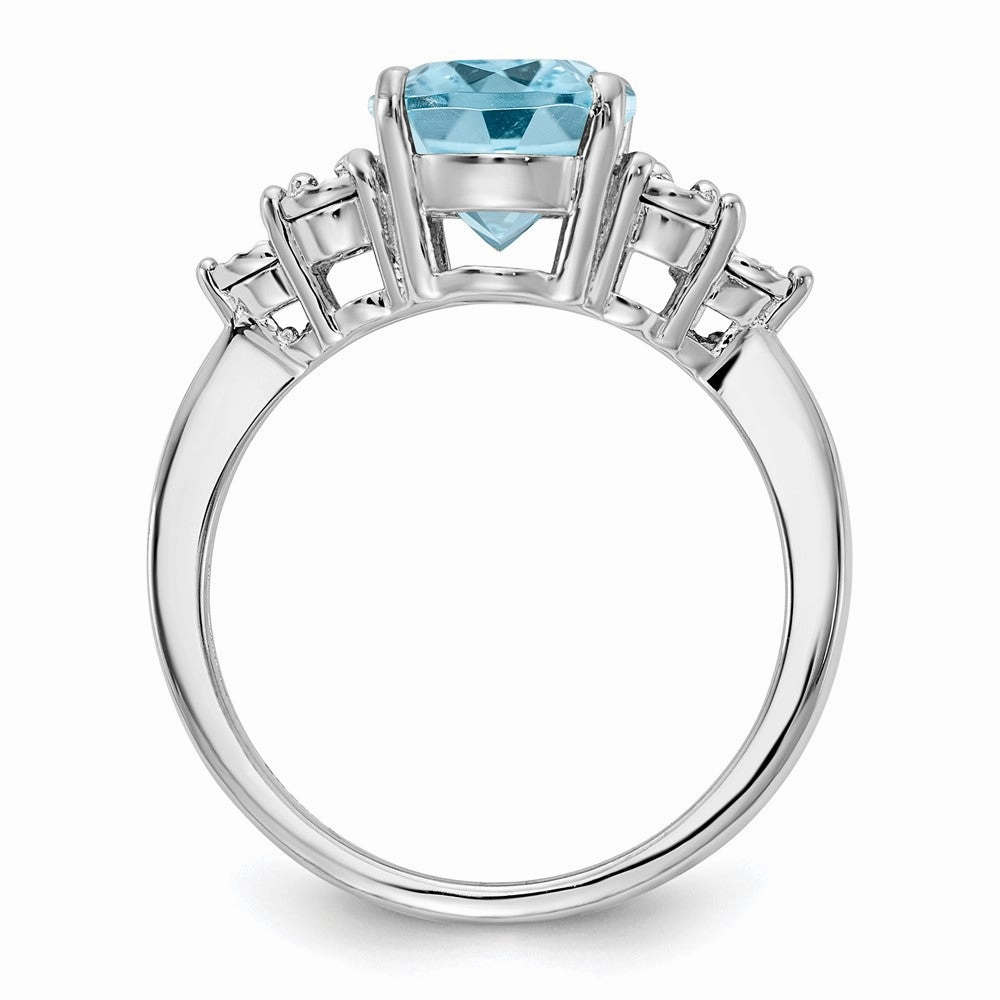 Sterling Silver Rhodium Diam. & Sky Blue Topaz Ring