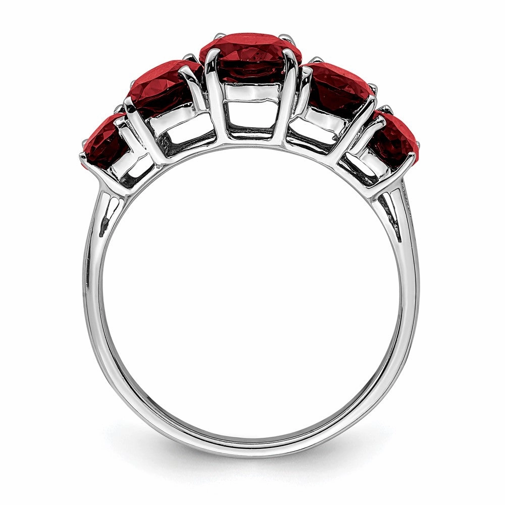 Sterling Silver Rhodium Garnet Ring