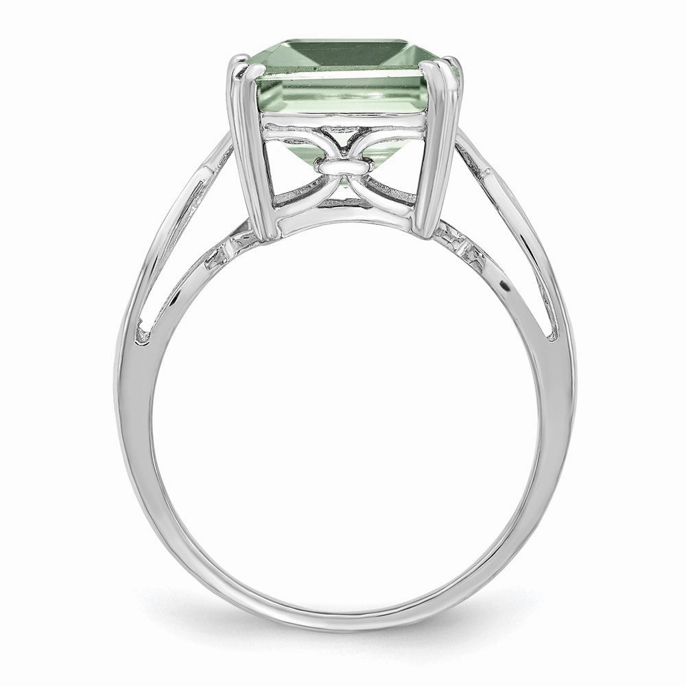 Sterling Silver Rhodium Green Quartz Ring