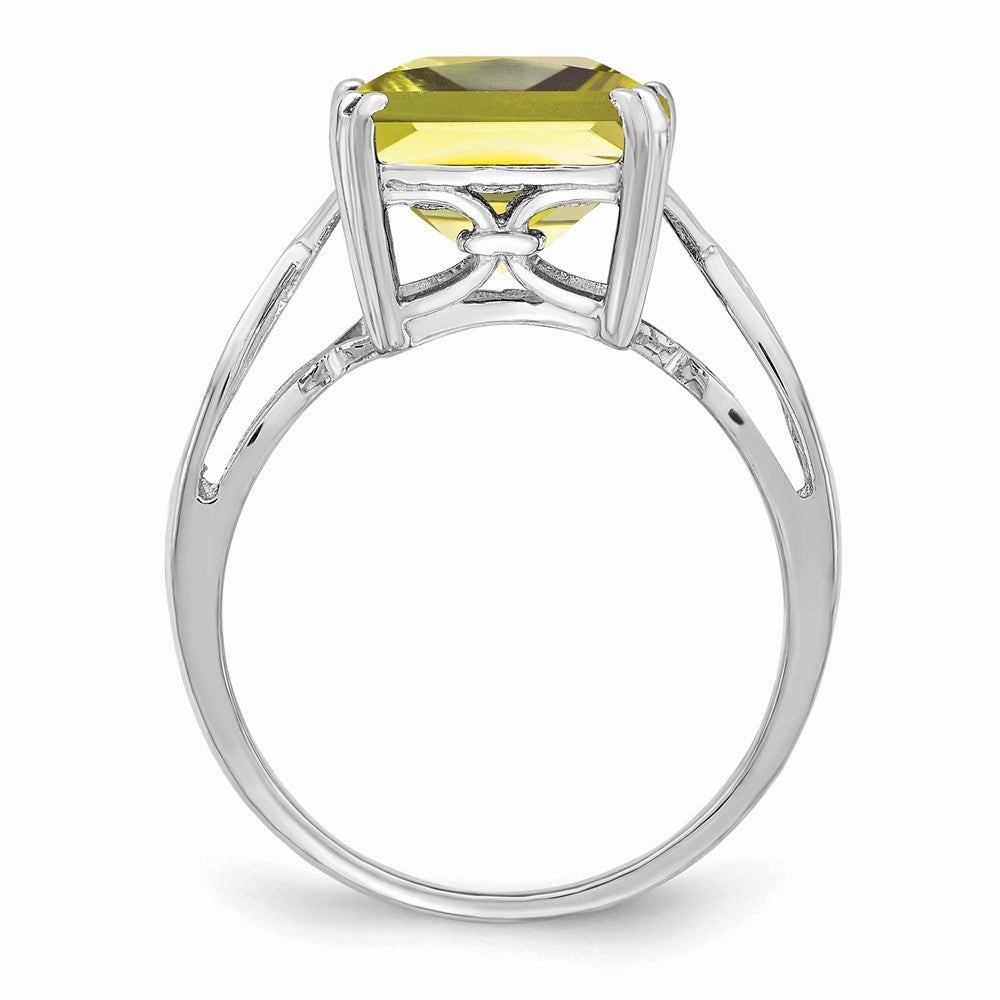 Sterling Silver Rhodium Lemon Quartz Ring