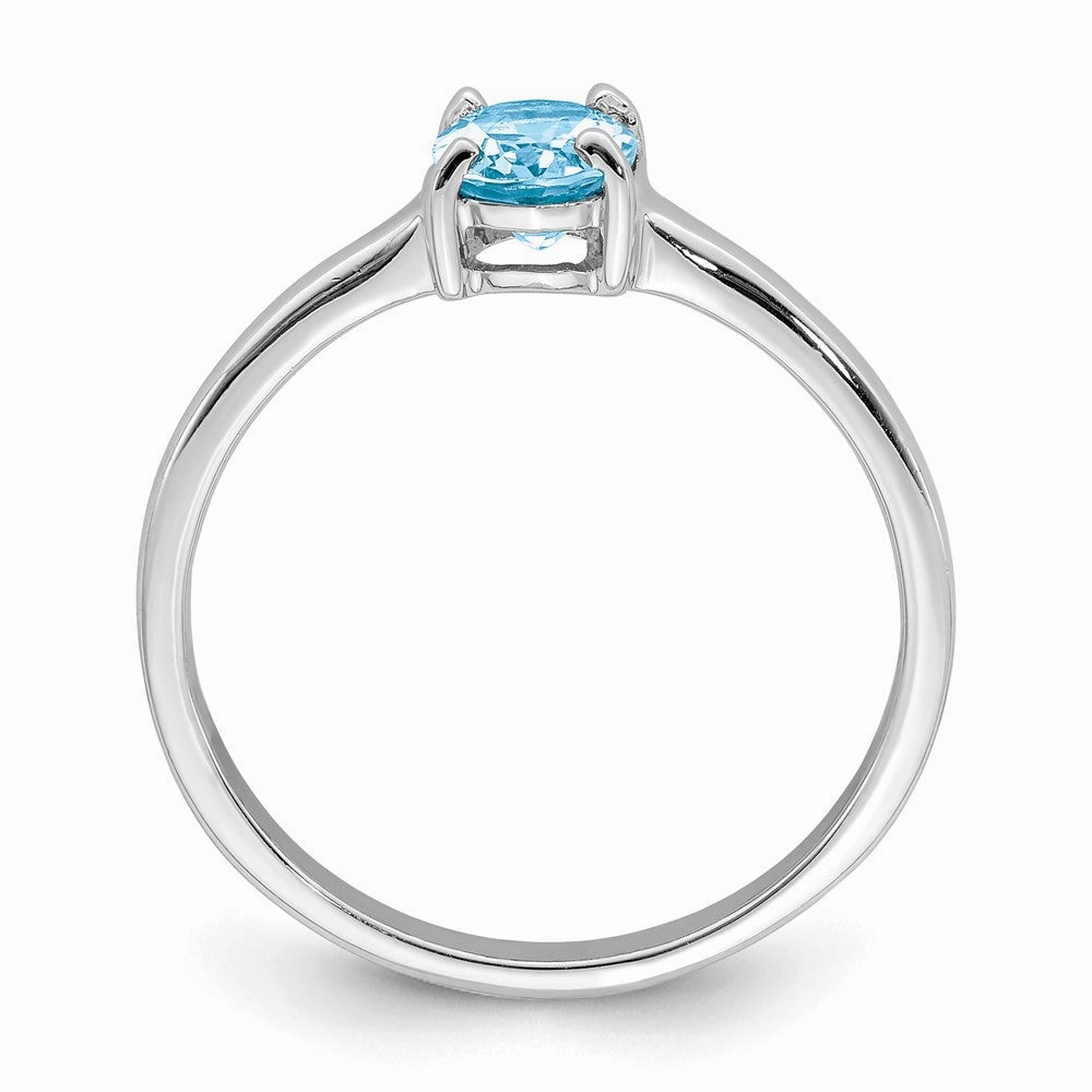Sterling Silver Rhodium Light Swiss Blue Topaz Ring