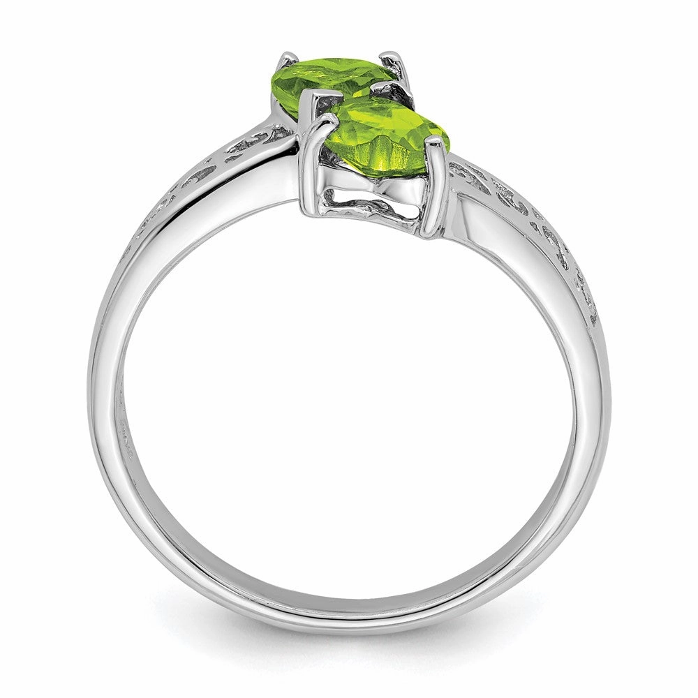 Sterling Silver Rhodium Peridot Heart Ring
