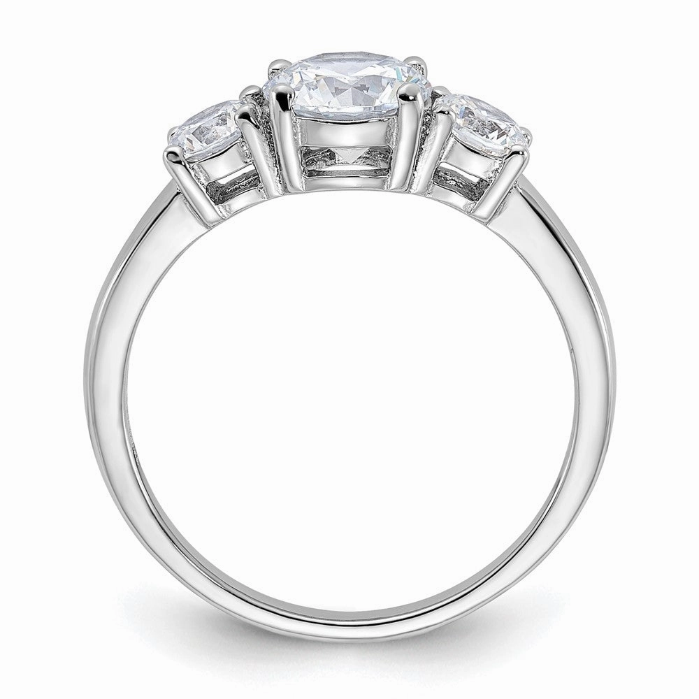 Sterling Silver Rhodium-plated 3 Stone CZ Ring