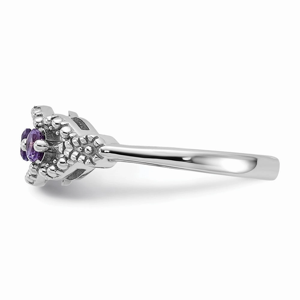 Sterling Silver Rhodium-plated Amethyst Ring