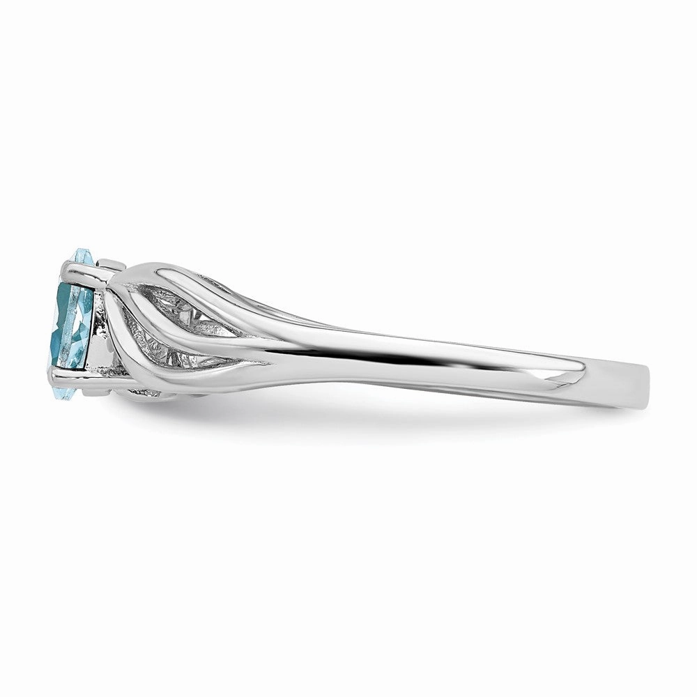 Sterling Silver Rhodium-plated Aquamarine Ring