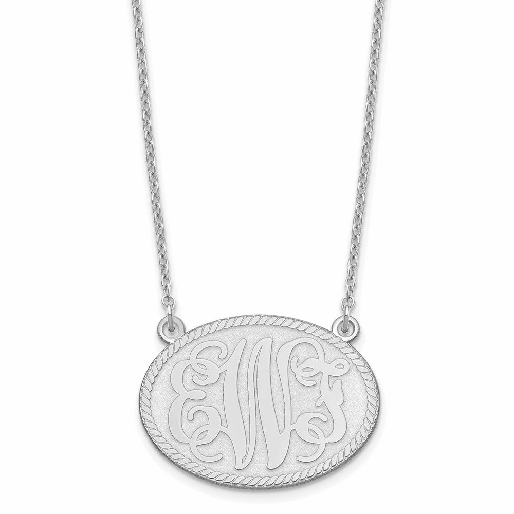 Sterling Silver/Rhodium-plated Brushed Monogram Necklace