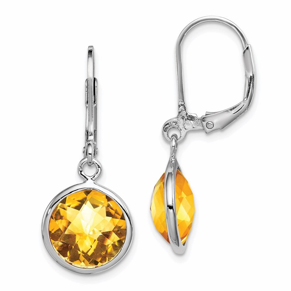 Sterling Silver Rhodium-plated Citrine Earrings