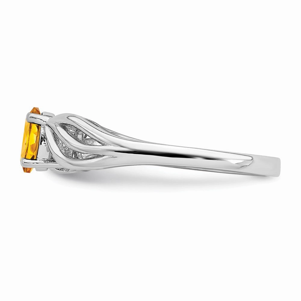 Sterling Silver Rhodium-plated Citrine Ring