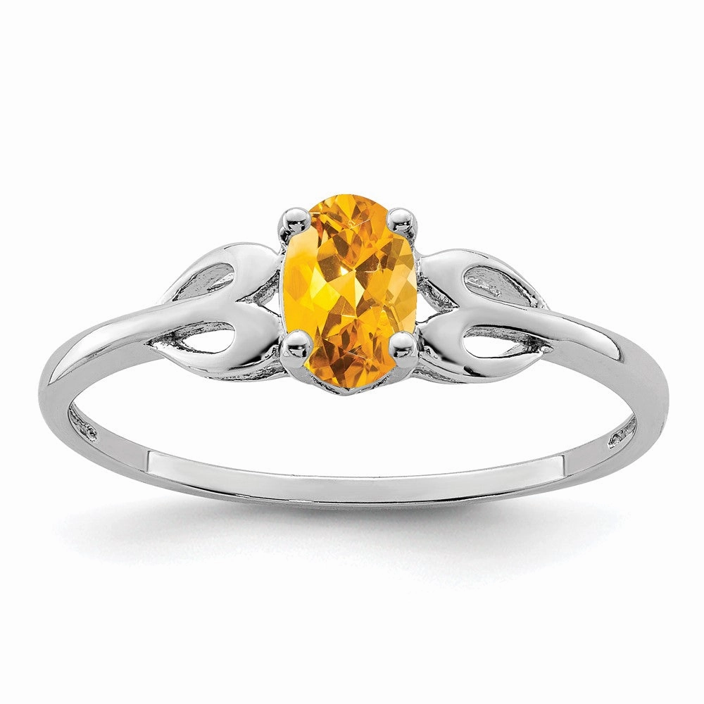 Sterling Silver Rhodium-plated Citrine Ring