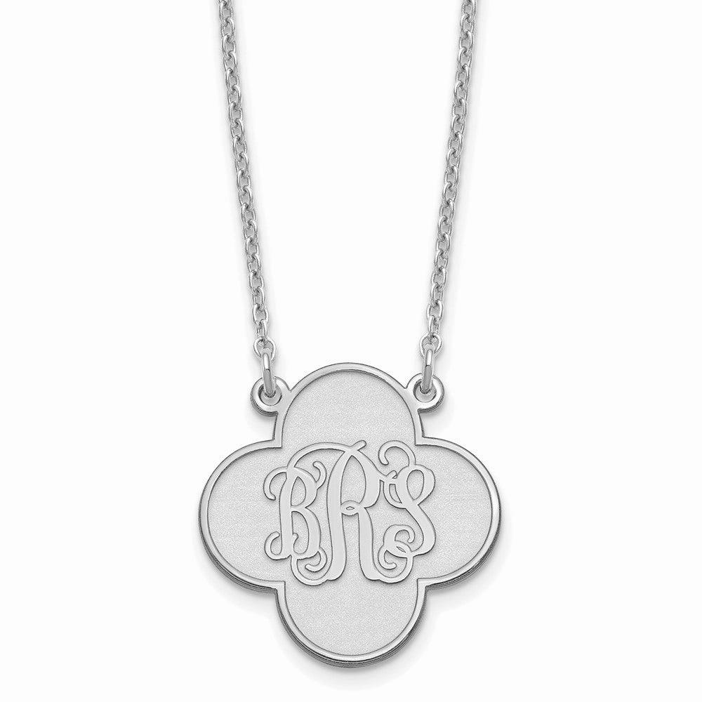 Sterling Silver/Rhodium-plated Clover Monogram Necklace