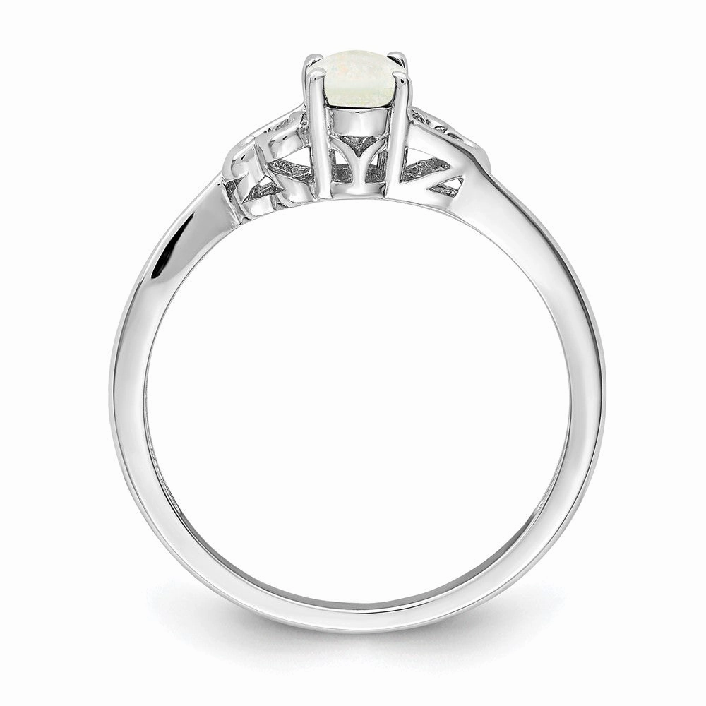 Sterling Silver Rhodium-plated Created Opal Ring