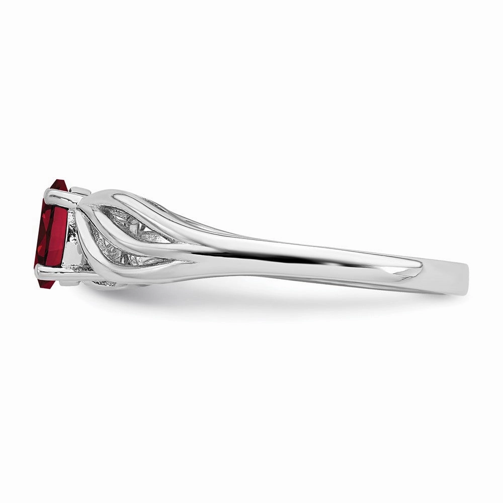 Sterling Silver Rhodium-plated Created Ruby Ring