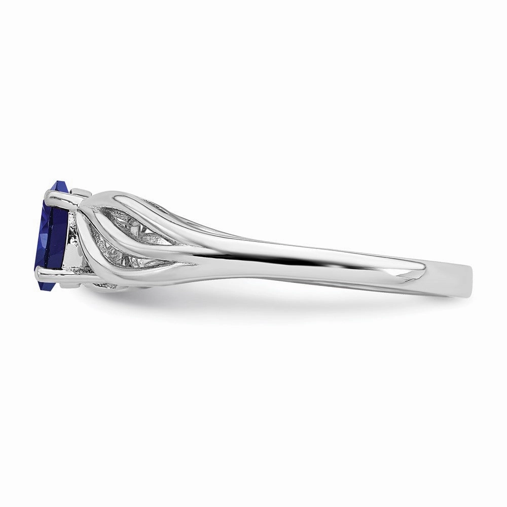 Sterling Silver Rhodium-plated Created Sapphire Ring