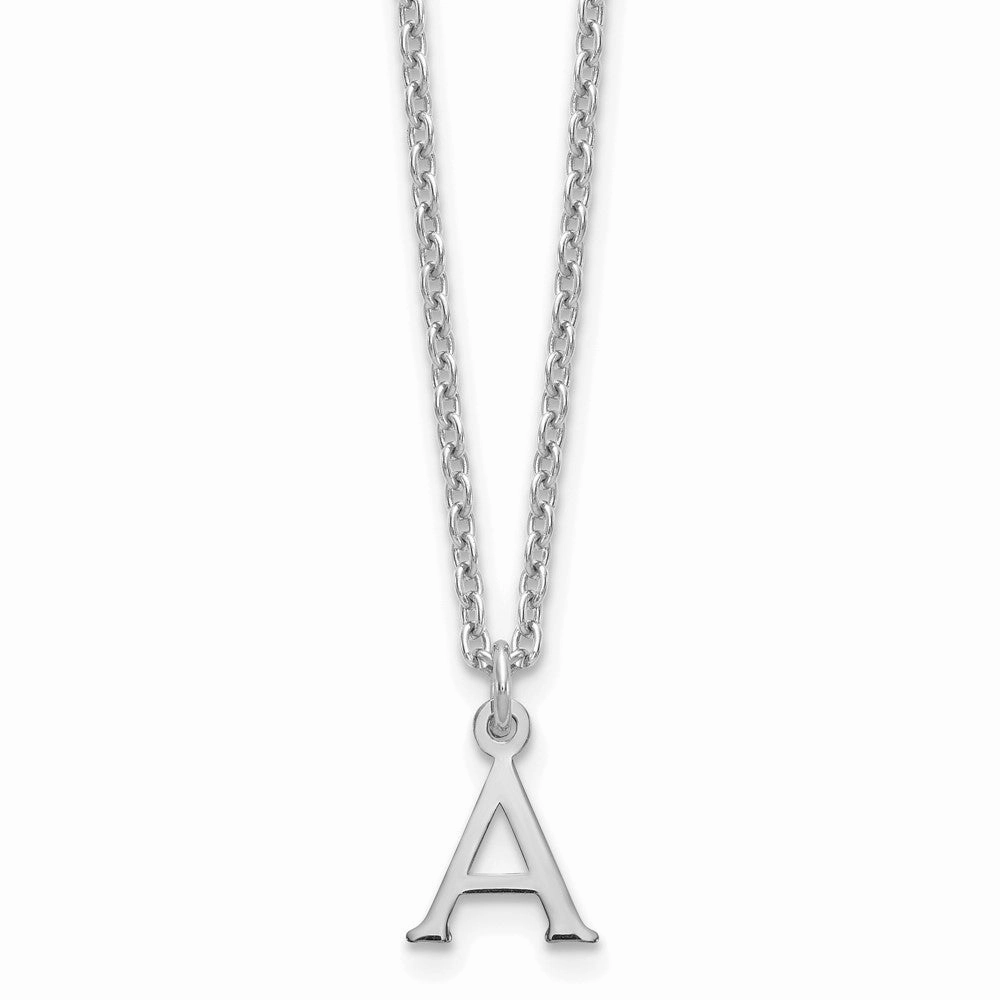 Sterling Silver Rhodium-plated Cutout Letter A Initial Necklace