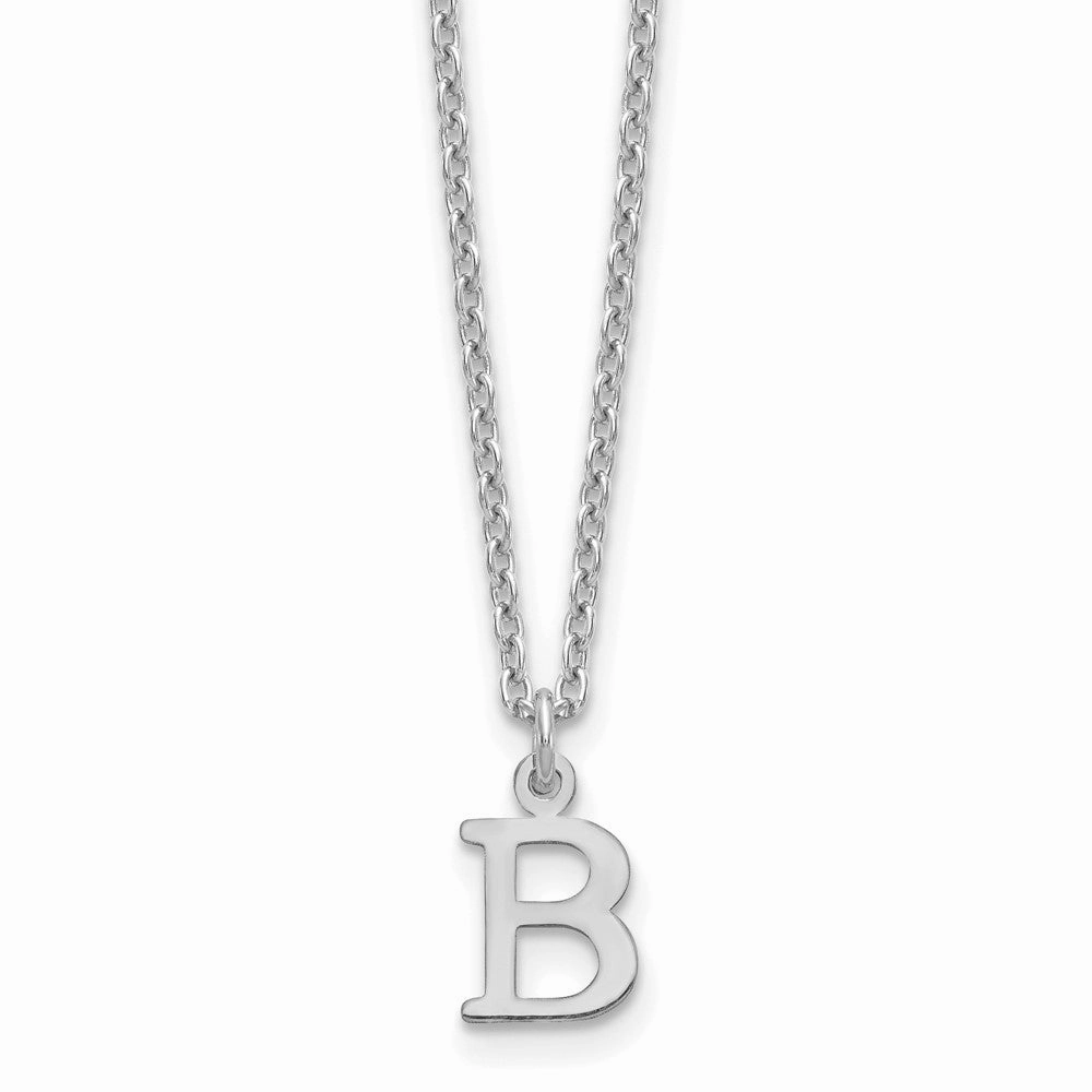 Sterling Silver Rhodium-plated Cutout Letter B Initial Necklace