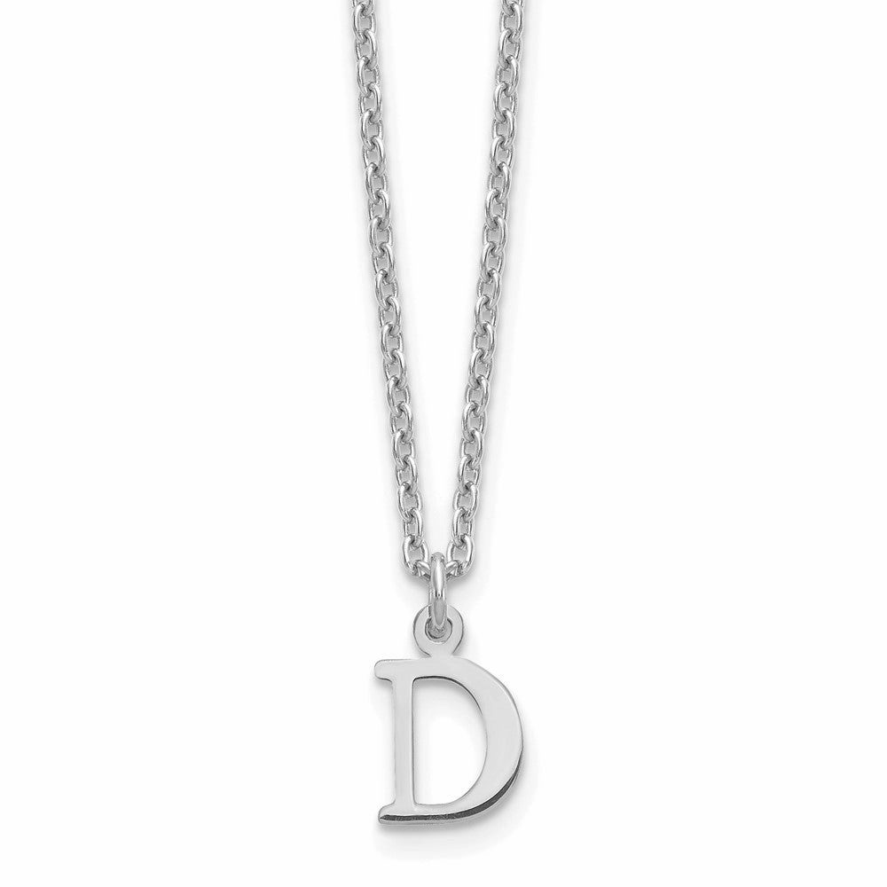 Sterling Silver Rhodium-plated Cutout Letter D Initial Necklace