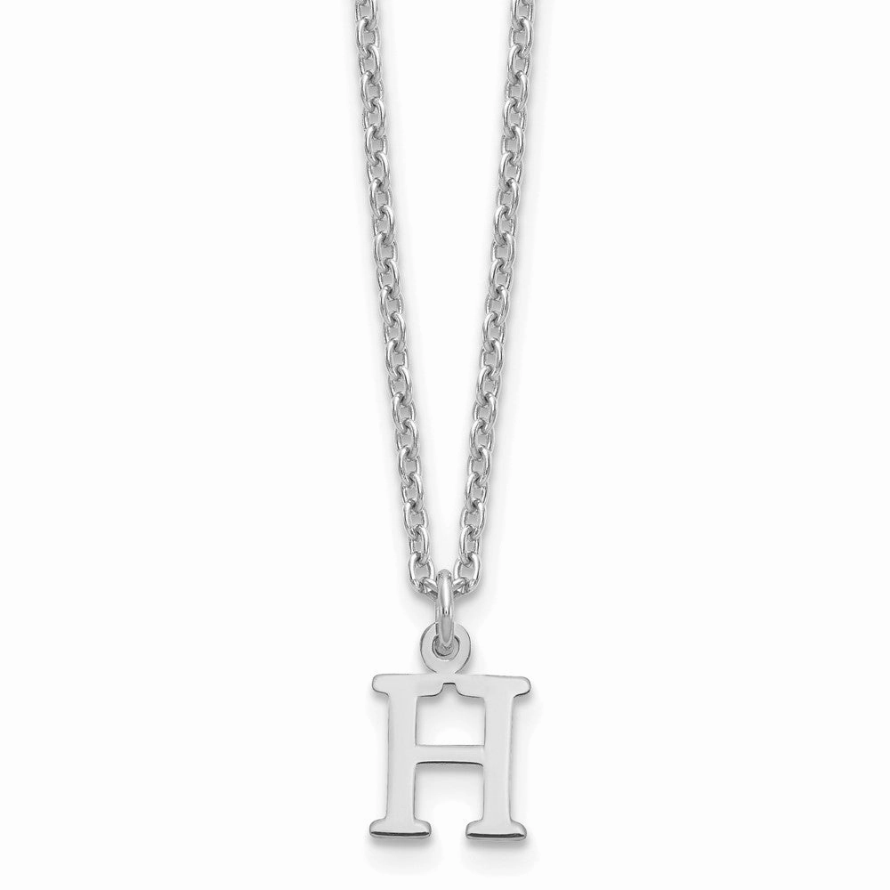 Sterling Silver Rhodium-plated Cutout Letter H Initial Necklace