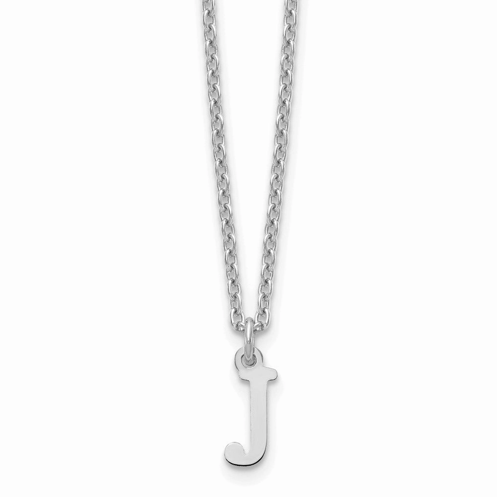Sterling Silver Rhodium-plated Cutout Letter J Initial Necklace