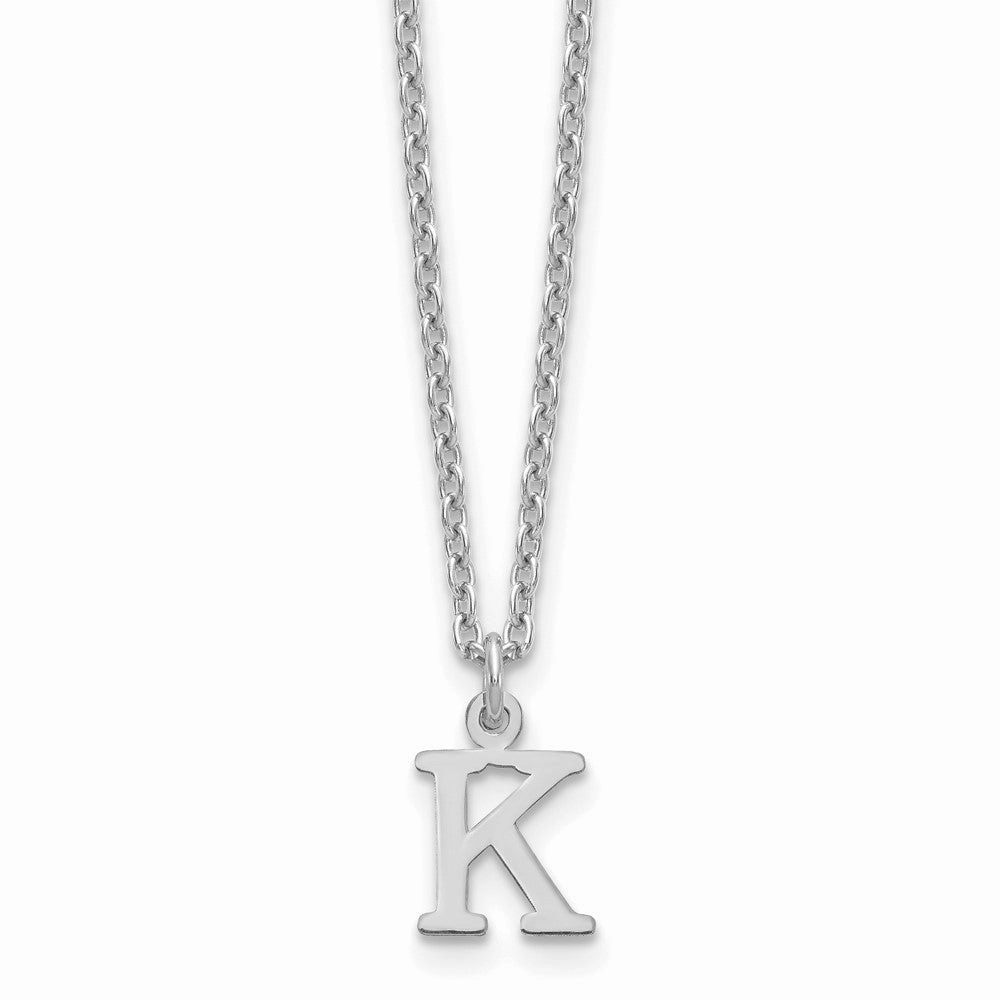 Sterling Silver Rhodium-plated Cutout Letter K Initial Necklace