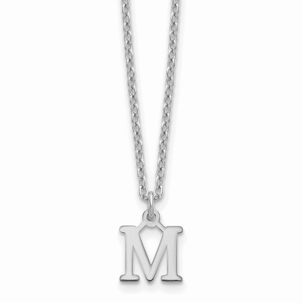 Sterling Silver Rhodium-plated Cutout Letter M Initial Necklace