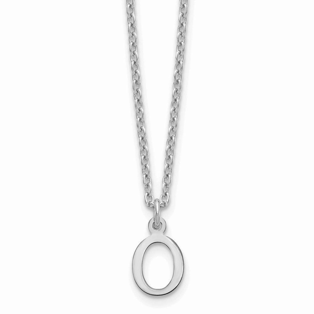 Sterling Silver Rhodium-plated Cutout Letter O Initial Necklace