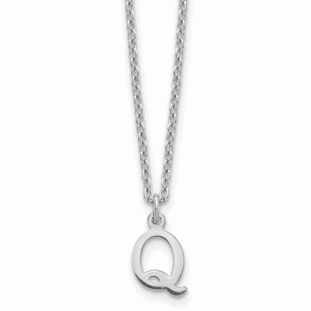 Sterling Silver Rhodium-plated Cutout Letter Q Initial Necklace