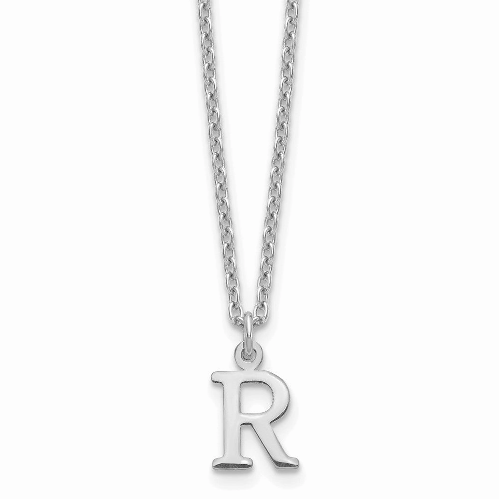 Sterling Silver Rhodium-plated Cutout Letter R Initial Necklace