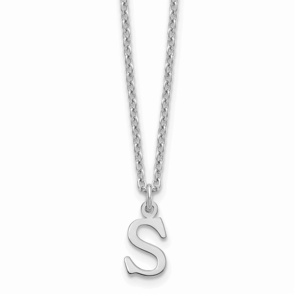 Sterling Silver Rhodium-plated Cutout Letter S Initial Necklace