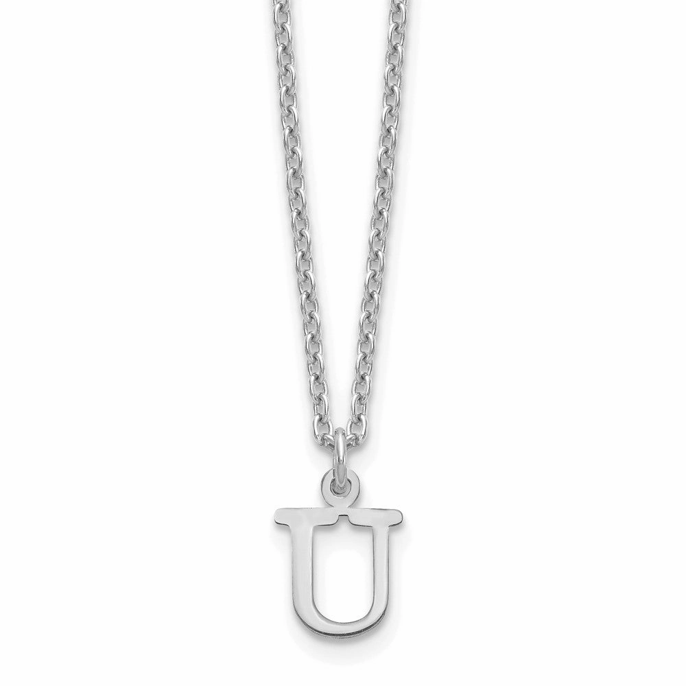 Sterling Silver Rhodium-plated Cutout Letter U Initial Necklace