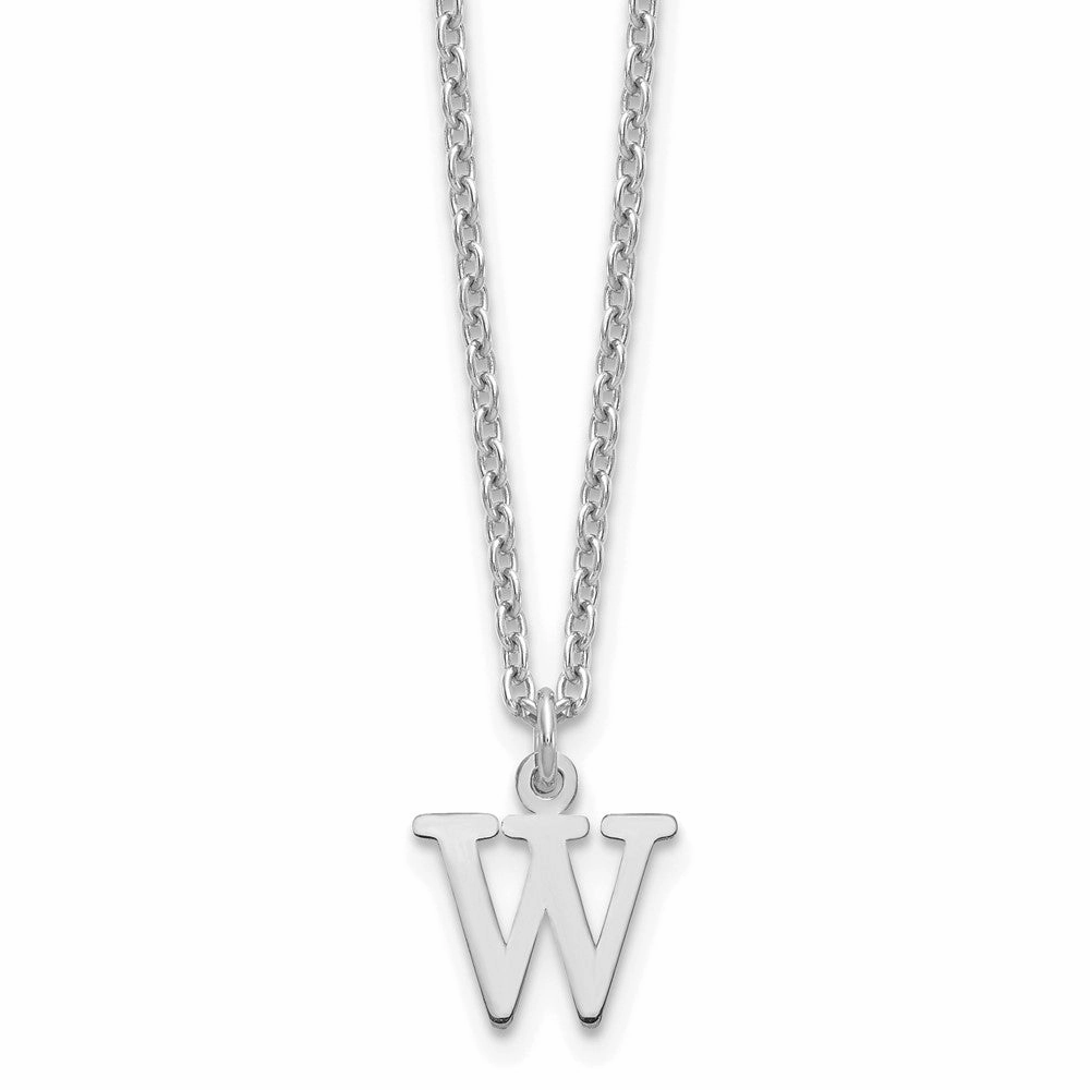 Sterling Silver Rhodium-plated Cutout Letter W Initial Necklace