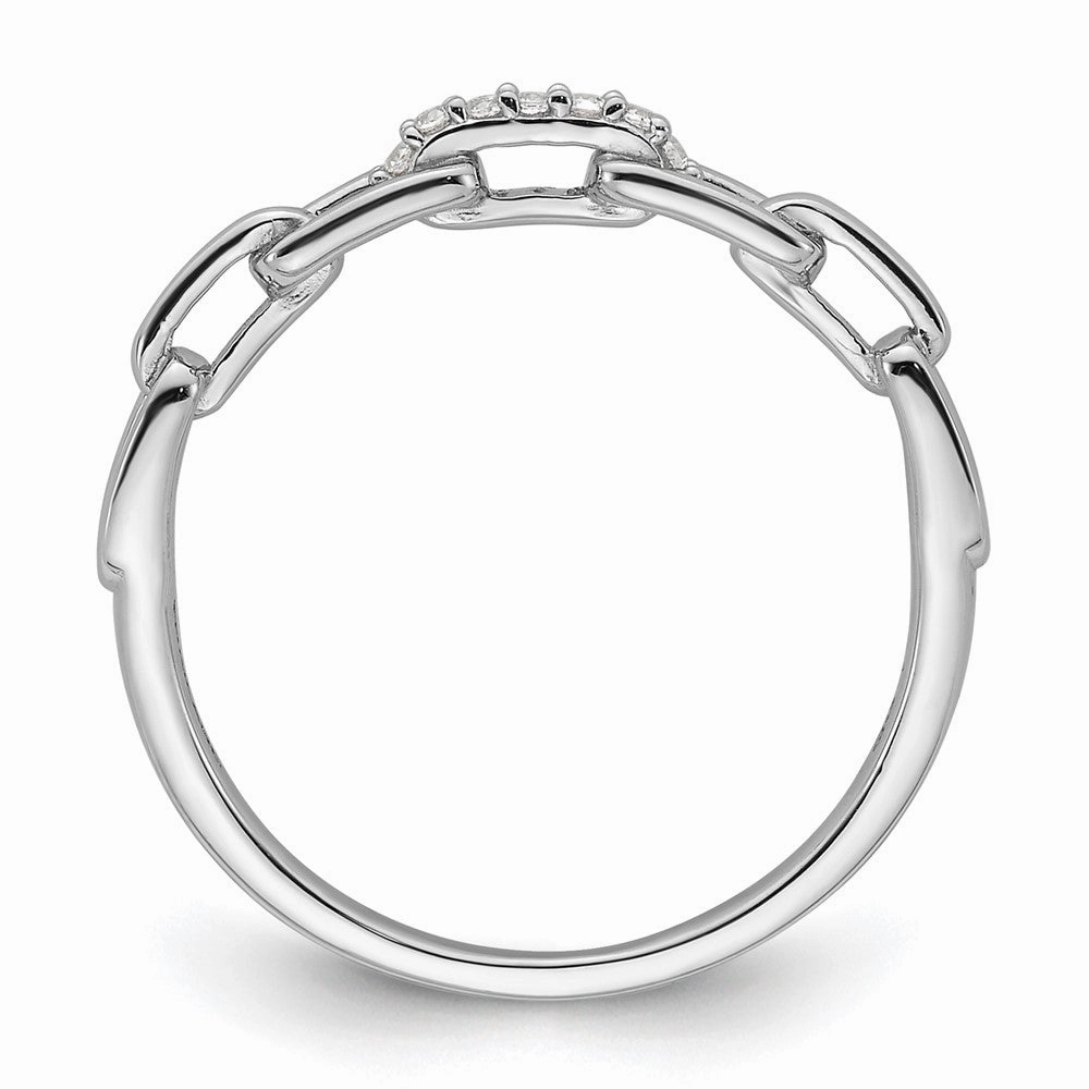 Sterling Silver Rhodium-plated CZ Link Ring