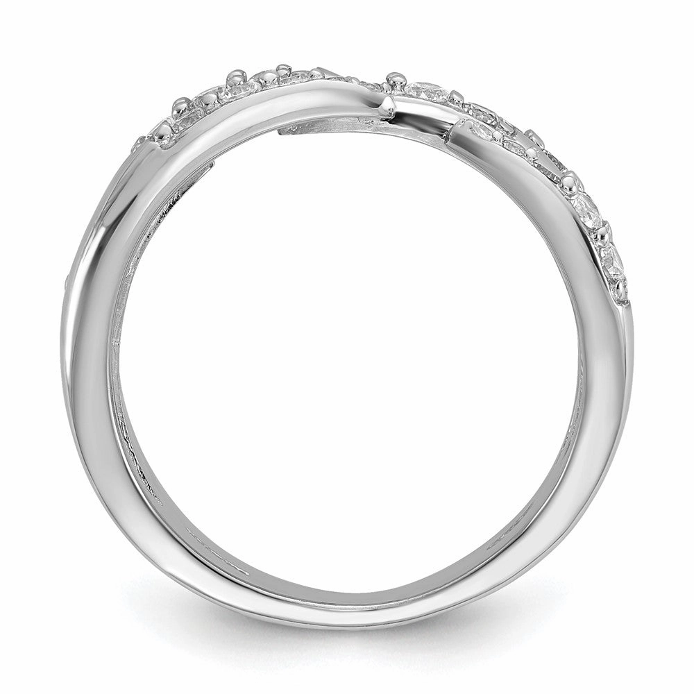 Sterling Silver Rhodium-plated CZ Polished Multi-Row Size 6 Ring