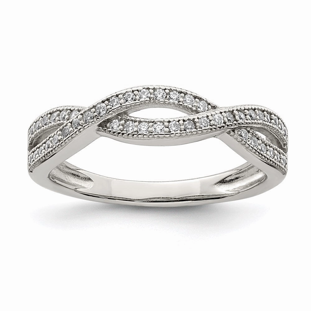 Sterling Silver Rhodium-plated CZ Ring