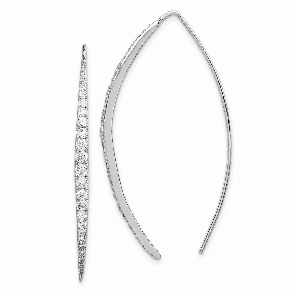 Sterling Silver Rhodium-plated CZ Threader Earrings