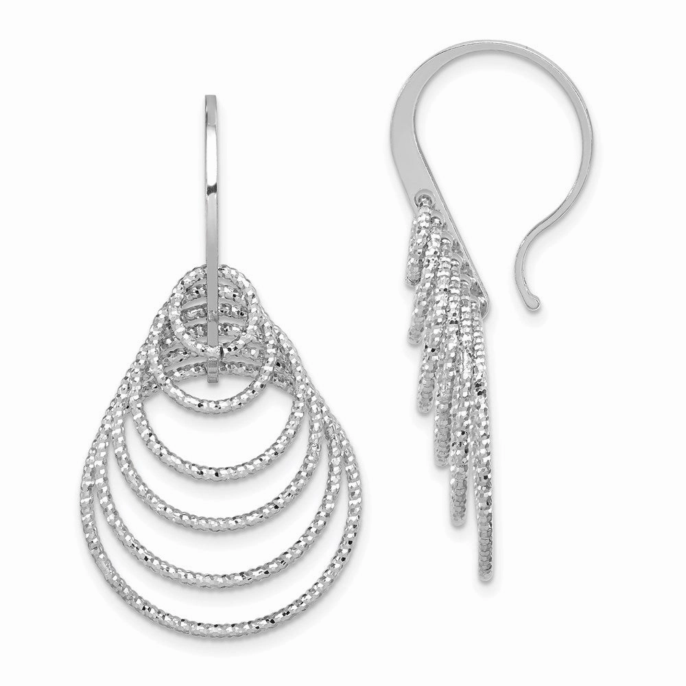 Sterling Silver Rhodium-plated D/C Graduated Circles Dangle Earrings