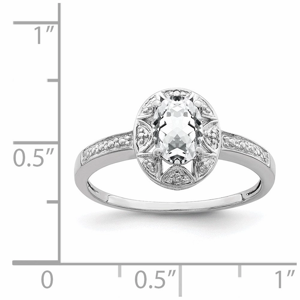 Sterling Silver Rhodium-plated Diam. & White Topaz Ring