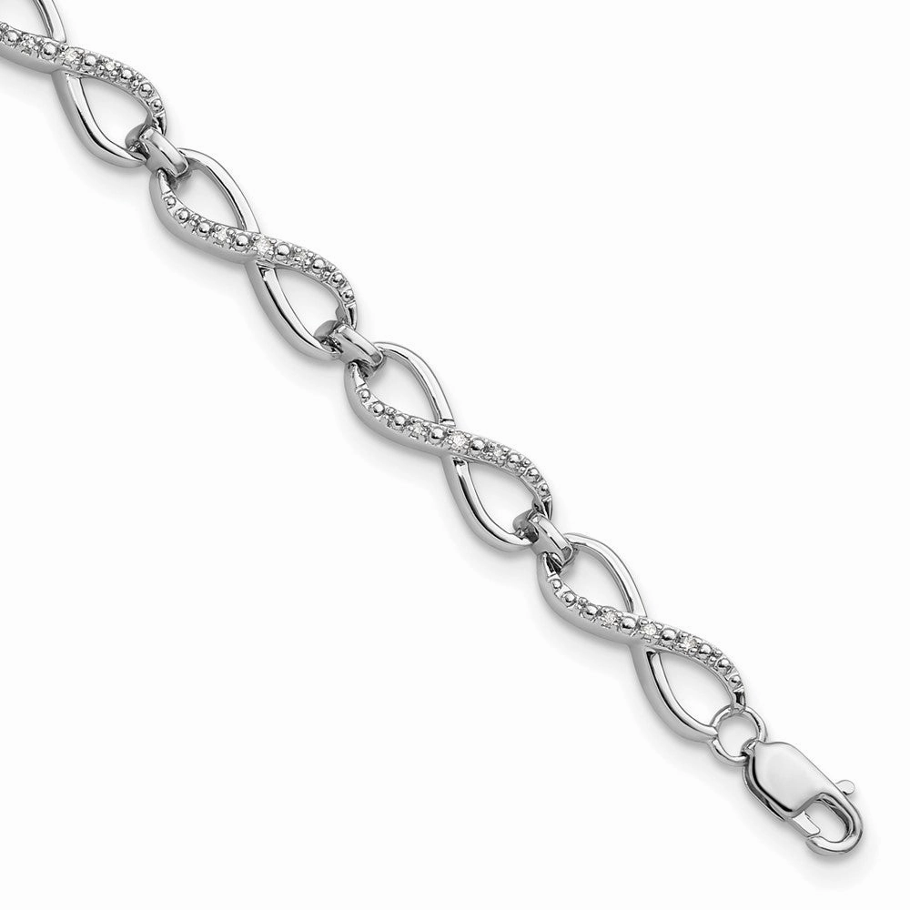 Sterling Silver Rhodium-plated Diam. Bracelet