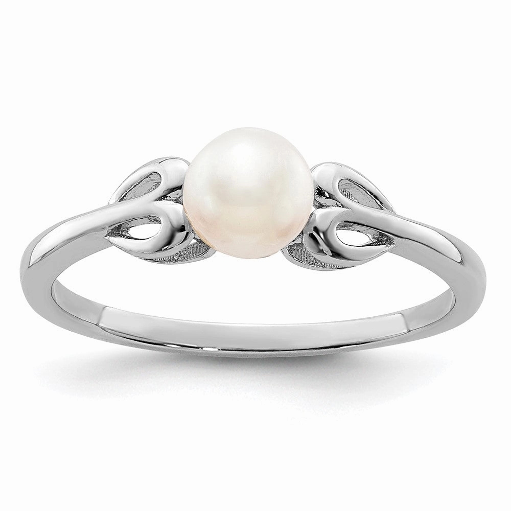 Sterling Silver Rhodium-plated FW Cultured Pearl Ring
