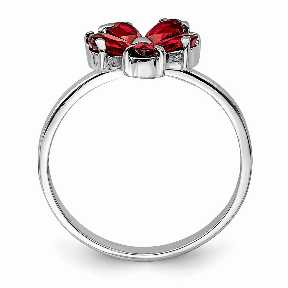Sterling Silver Rhodium-plated Garnet Ring