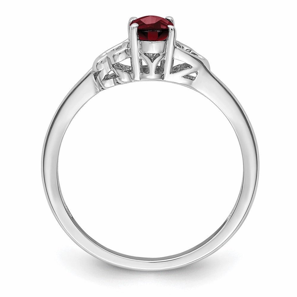 Sterling Silver Rhodium-plated Garnet Ring