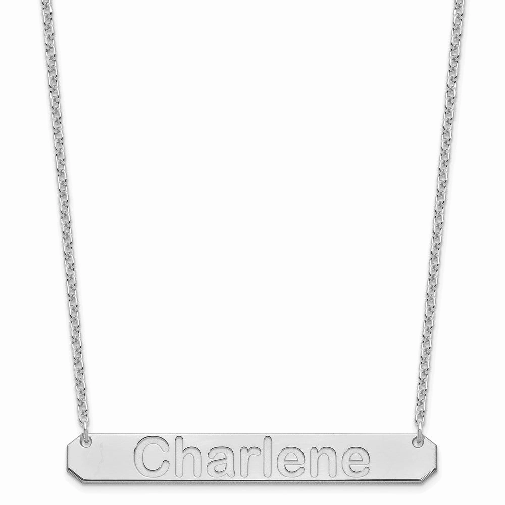 Sterling Silver/Rhodium-plated Large ARIAL ROUNDED Bar Necklace