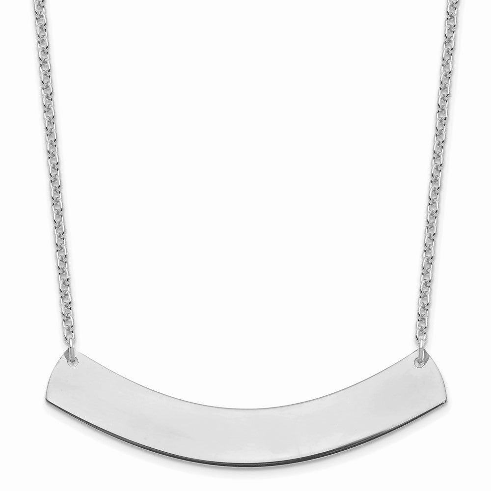 Sterling Silver/Rhodium-plated Large Curved Blank Bar Necklace
