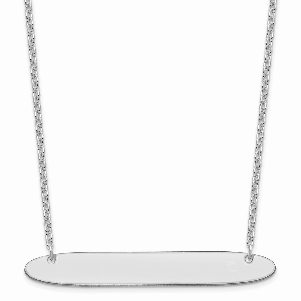 Sterling Silver/Rhodium-plated Large Oblong Blank Bar Necklace