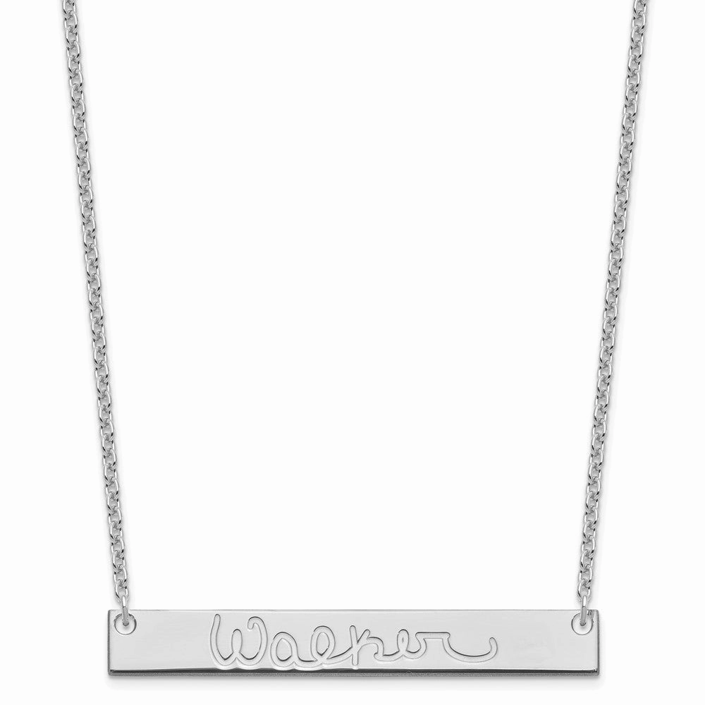 Sterling Silver/Rhodium-plated Large Signature Bar Necklace
