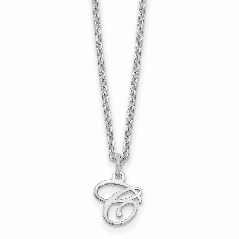 Sterling Silver Rhodium-plated Letter C Initial Necklace