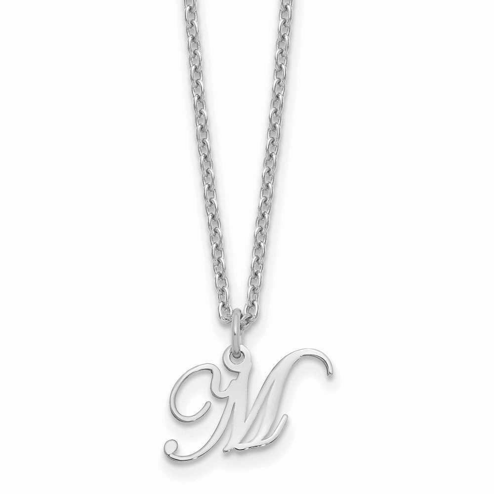 Sterling Silver Rhodium-plated Letter M Initial Necklace