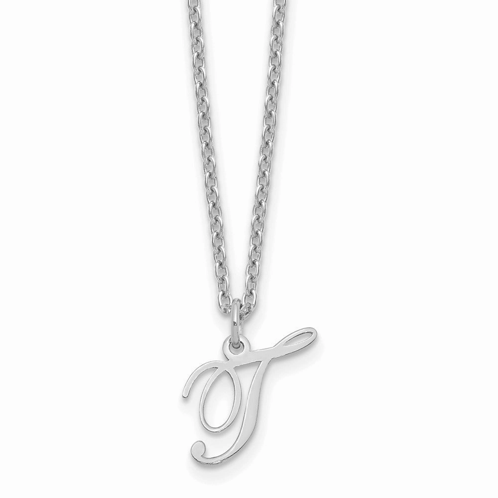 Sterling Silver Rhodium-plated Letter T Initial Necklace