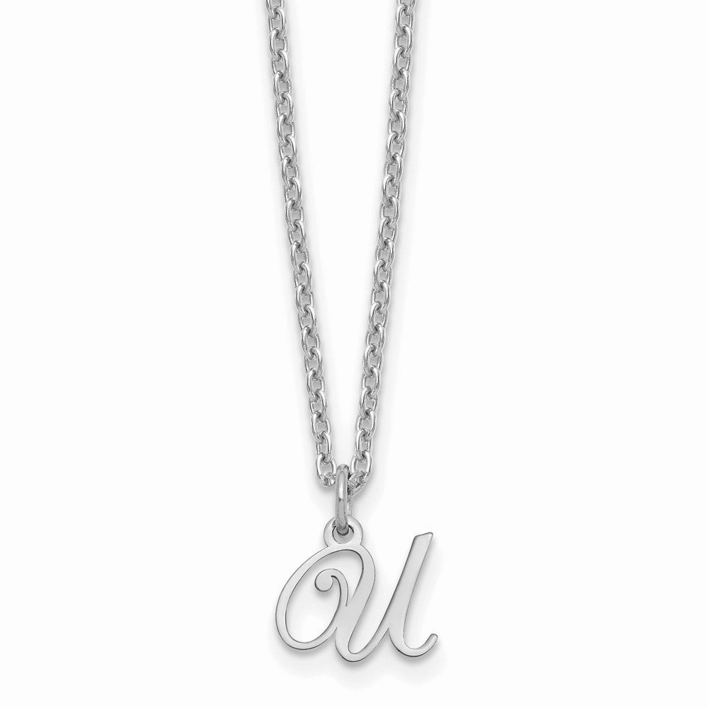 Sterling Silver Rhodium-plated Letter U Initial Necklace